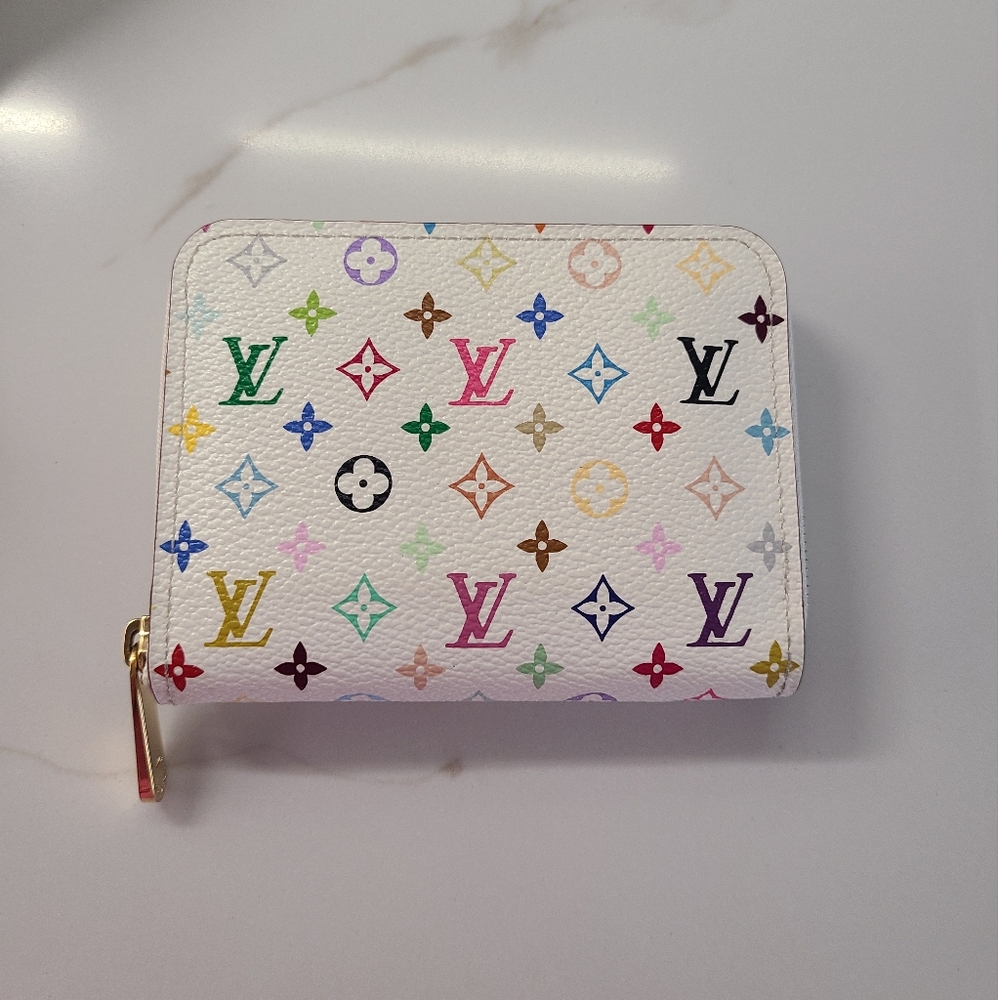 Louis Vuitton Multicolor Monogram Zip Wallet on White
